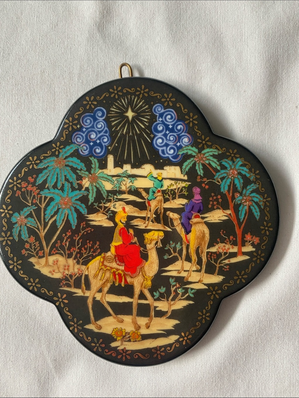 🦩Hallmark Black Three Wise Men Camel Ornament with Multicolor Accents🦩